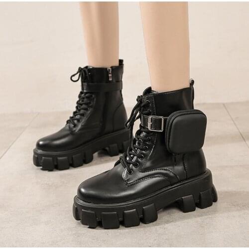 Women Ankle Boots Female Punk Dropshipping Lace Up Mixed Color Round Toe Thick Bottom Ladies Shoes Plus Size