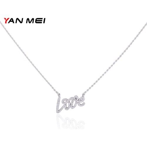 YAN MEI High Quality New Fashion Jewelry Love Letter Necklace Love Pendant Anniversary Gift Valentine Gift