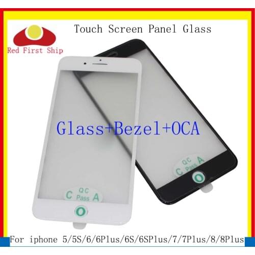 10Pcs/lot For iphone 8 7 6 Plus Touch Screen Panel Front Outer Glass With Bezel Frame OCA For iphone 5 5S 6S 8 LCD Glass 3 in 1