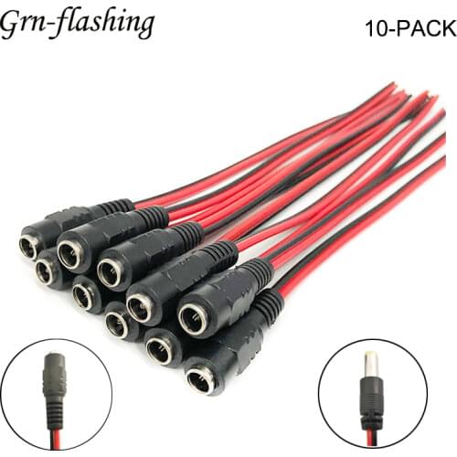 5pcs 5.5x2.1 DC Power Connector wire Male Female Cable 24V 12V Adapter Cable Plug for TV 5050 3528 LED Tape Light 5.5*2.1mm