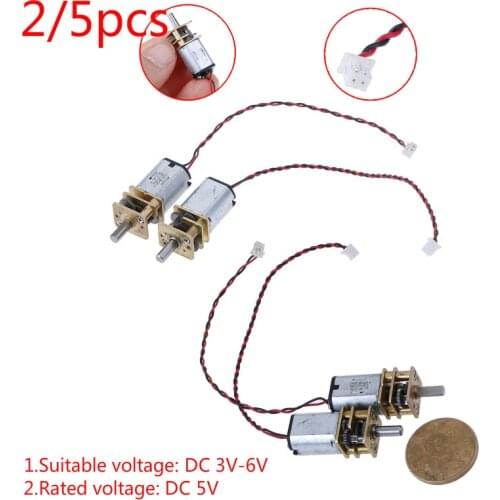 2/5pcs DC 3V-6V 5V 55rpm Reduction Gearbox Slow Speed Micro N20 Full Metal Gear Motor New Arrival