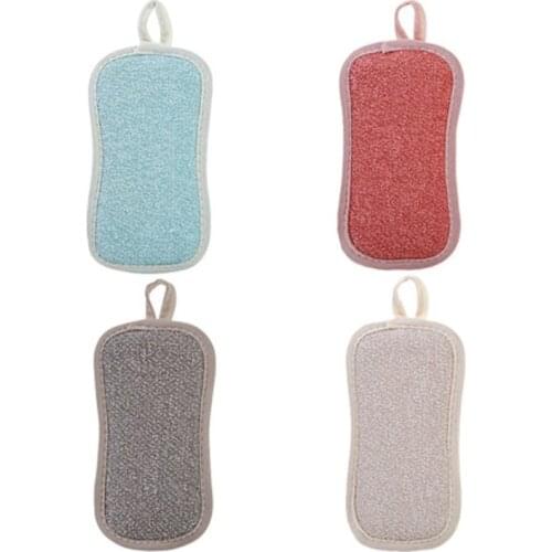 4 Pcs Double Sided Scouring Pad Reusable Microfiber Dish Cleaning Sponges Cloths