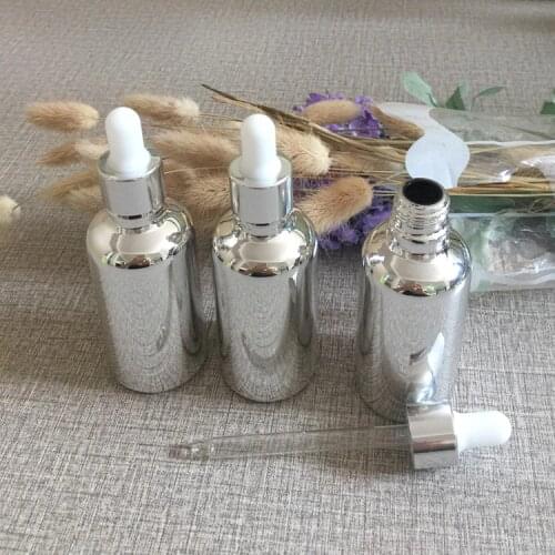 50ml silver plated glass dropper bottle,small makeup container,essentical oil bottle perfume sample bottles 50pieces/lot