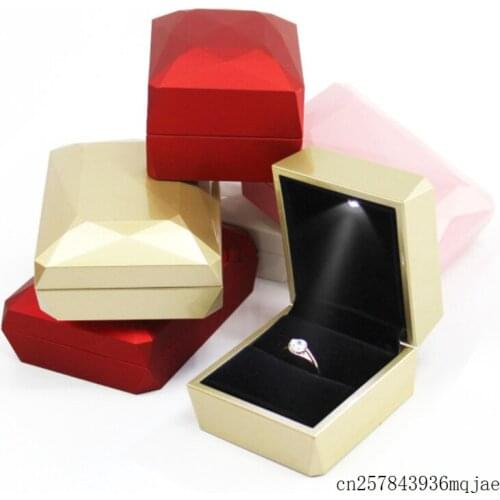50pcs Display Storage Case Jewelry Box With LED Lights Piano Paint Gift Boxes for Engagement Wedding Earring Ring Pendant