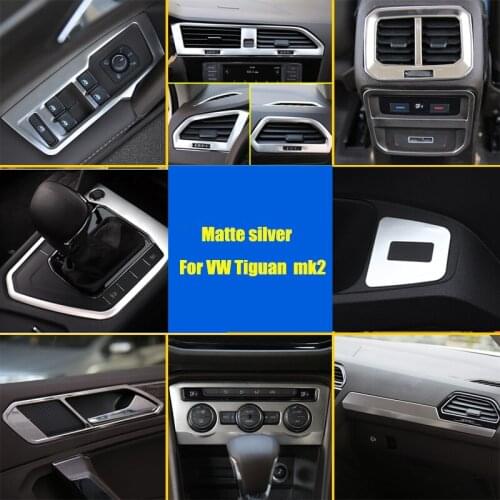 Car interior Accessories For Volkswagen Tiguan 2 mk2 2018 2019 2020 Matte silver Stainless Steel Decoration Cover Trim