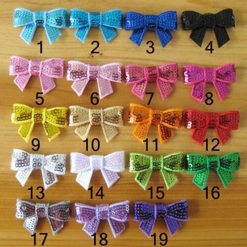 Top 1.5" mini sequin bows kids hair bows flat back for hair accessories 19colors all have 100pcs