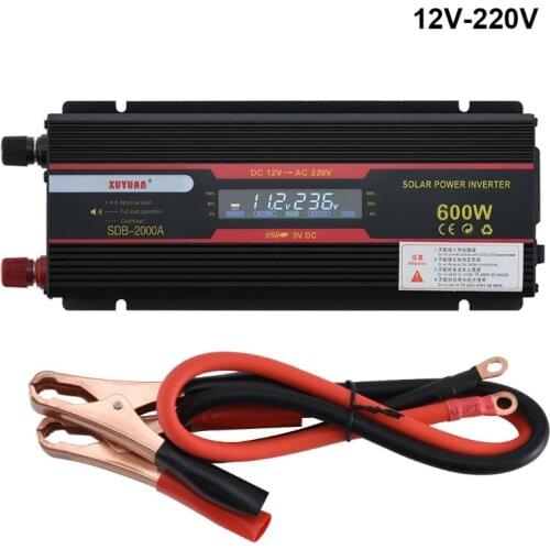 600W Car Power Inverter DC 12V/24V to AC 110V/220V Voltage Converter Short Circuit Protection Auto Laptop Adapter with LCD Y5GF