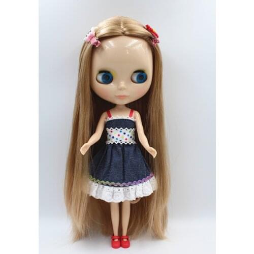 Blygirl Blyth doll Gold straight hair doll NO.15ABL350 ordinary body 7 joints body skin white