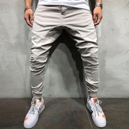 Mens Sweatpants Hip Hop Side Zipper Full Length Pants Mens Woven Fabric Slacks Beam Foot Trousers