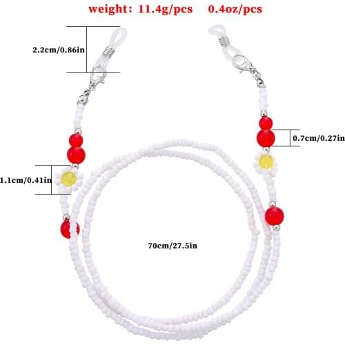 Simple color acrylic round bead glasses chain female new white transparent black rice bead anti-lost lanyard