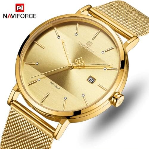 NAVIFORCE Men Watch Fashion Casual Watch Couple Stainelss Steel Mesh Waterproof Quartz Women Wrist watch Date Womens watches