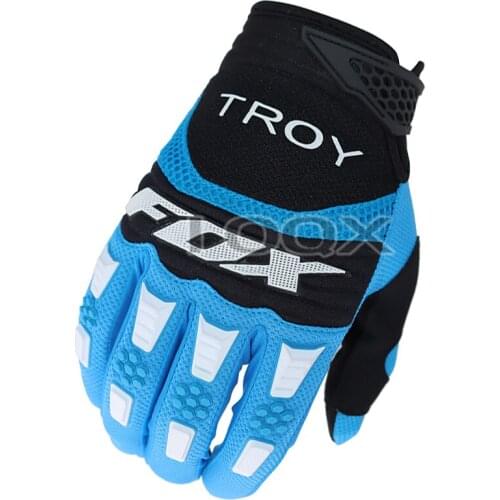 Troy Fox Mountain Bicycle Riding Offroad Black Blue Gloves Motorbike Motorcycle Pawtector Racing Gloves