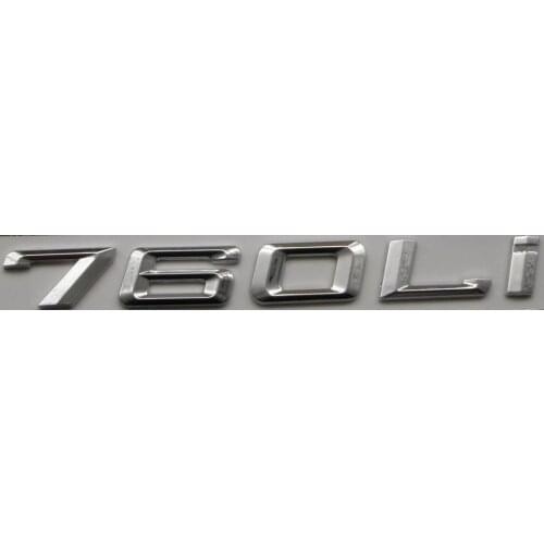 Chrome Shiny Silver ABS Number Letters Word Car Trunk Badge Emblem Letter Decal Sticker for BMW 7 Series 760Li