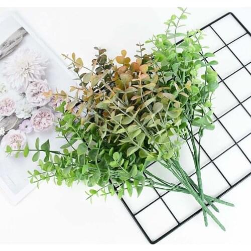 Artificial Plant Eucalyptus Leaves Plastic Green Plants Fake Eucalyptus Leaves Branches DIY Home Wedding Decoration Faux Foliage
