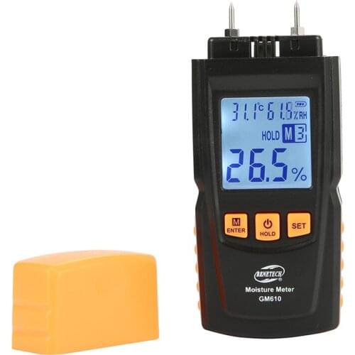 BENETECH GM610 Wood Moisture Meter With LCD Backlight Temperature Humidity Tester Portable Wood Moisture Tester