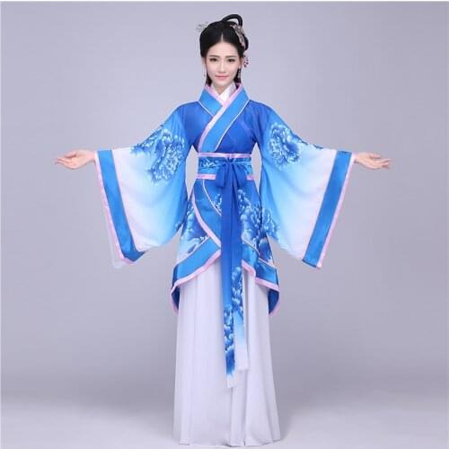 Chinese folk dance costume clothing hanfu ancient fan dance traditional Chinese dance costumes Stage dance wear DD1969