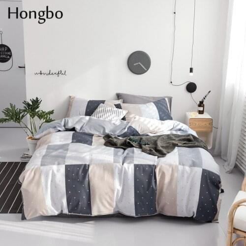 Hongbo 2019 New Spring Bedding Sets Lattice Dots Style Creativity Space Duvet Cover Set Quilt Cover Bed Sheet Pillowcase Queen
