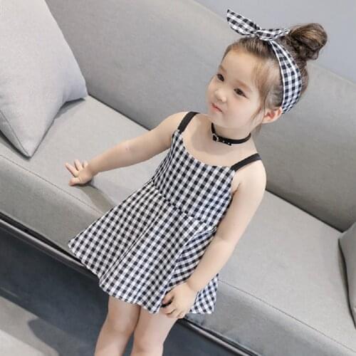 Baby Girls Summer Dress New Princess Plaid Sling Party Holiday Birthday Vest Party Dress Girls Casual Wear Clothes