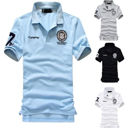 Polo Men Solid High-quality Short Sleeve Polo Shirt for Men Casual Business Mens Clothing Turn-down Collar Mens Shirt