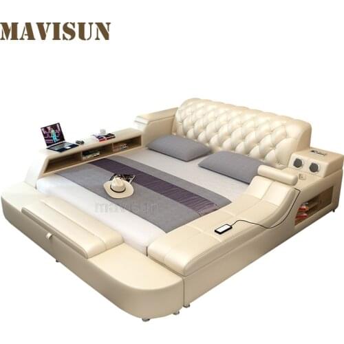 Nordic Bedroom Set Furniture Modern Luxury Double Bed With Massage Sofa For Large Apartment Multifunctional Upholstered Bed