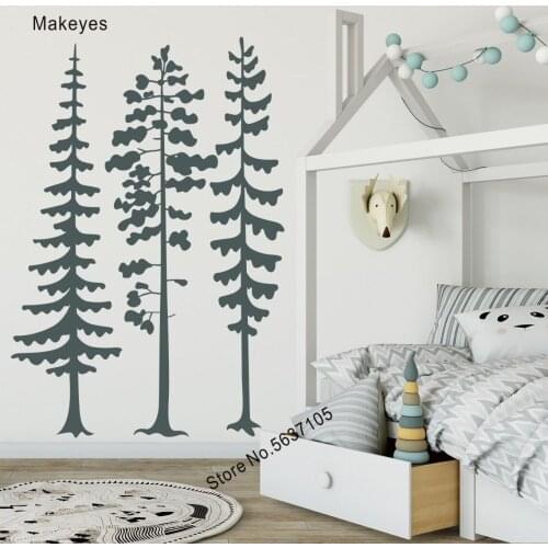 Makeyes Pine Tree Wall Sticker Woodland Wall Decal Vinyl Design Home Livingroom Kids Room Decoration Wall Decor Tree Decor Q702