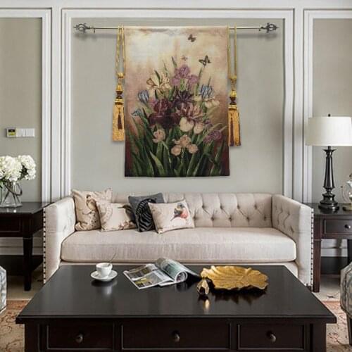 70*110 Cm Polyester Cotton Wall Blanket Classic Home Decor Floral Pastoral Style Tapestry Machine Washable Bedroom Decoration