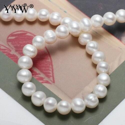 Natural 6-7mm Round White Freshwater Pearl Loose Spacer Beads For Jewelry Making Bracelet Necklace Earring Women Elegant Gifts