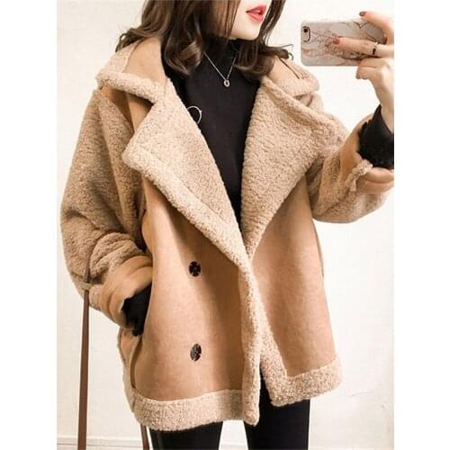 New Fur All-in-one Lamb Wool Coat Womens Autumn Winter Warm Thickened Cashmere Lamb Wool Coat Female Short Jacket