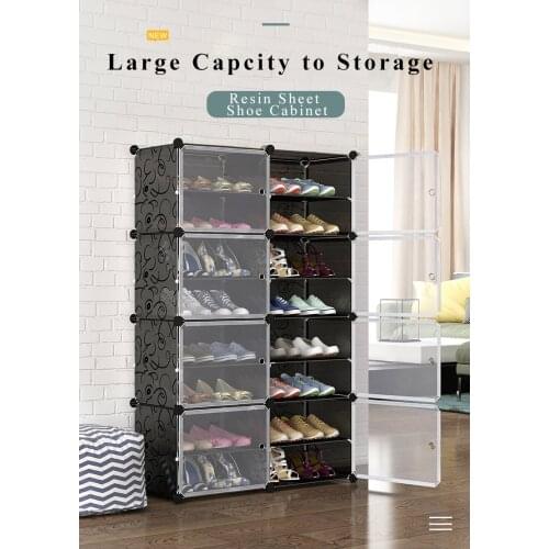 New Multilayer Shoe Rack Space Saving Shoes Boots Organizer Closet DIY Assembled Module Shoe Cabinet with Door Furniture Modern
