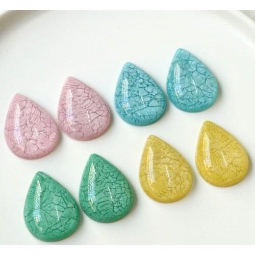 New style 50pcs/lot color print geometry water drop shape resin flatback beads diy jewelry earring/garment/hair accessory