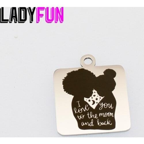 Mom Daughter Love Charm Stainless Steel Charms I Love You To The Moon... Pendant Charms High Polish Mirror Surface Pendant 10pcs