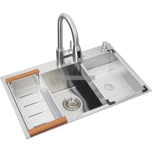 Single Sink Sink, Undercounter Basin, Embedded Sink, 304 Stainless Steel Thickened Handmade Kitchen, Household Large Sink