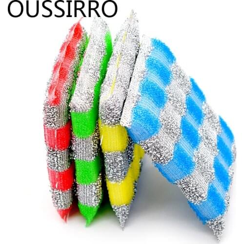 OUSSIRRO 4Pcs Cleaner Dishes Washing Sponges Magic Kitchen Cleaning Magic Sponge Eraser Microfiber Clean Home Supplies