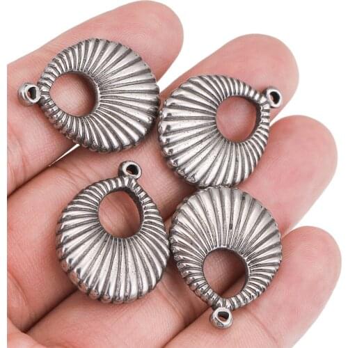 4pcs/lot Retro Drops Stainless Steel Charms Pendant for Diy Keychain Earring Bracelet Jewelry Making Supplies Wholesale Bulk