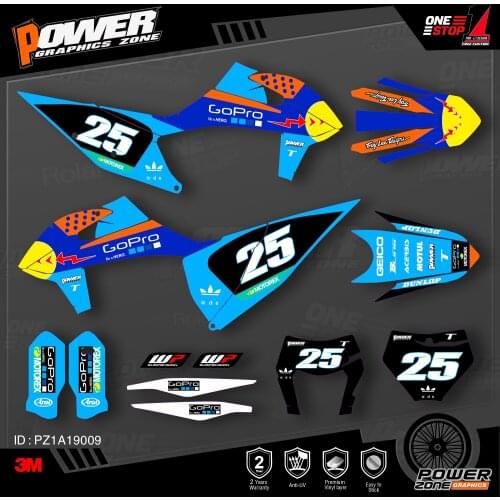 PowerZone Custom Team Graphics Backgrounds Decals 3M Stickers Kit For KTM SX SXF MX 19-20 EXC XCW Enduro 20-N 125 to 500cc 09