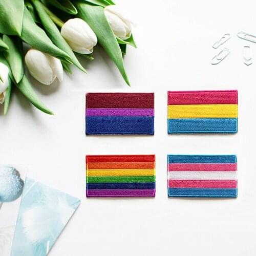 Rainbow Flag Full 100% Embroidery Patch Badge 8*5 cm LGBTQIA LGBT Bisexual Pansexual Asexual Fashion Jewelry Gifts Collection