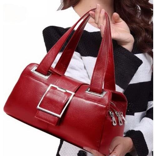 Luxury Brand Women Handbags Genuine Leather Bag Fashion Ladies Shoulder Bags Boston Large Capacity Tote Bags Female Elegant Bag