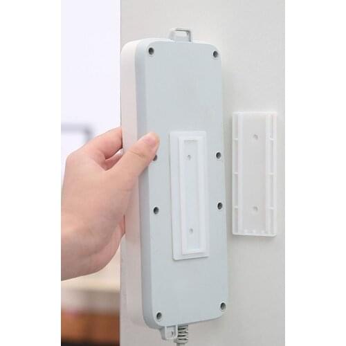 Self-Adhesive Desktop Socket Fixer Cable Organizer Wall Hanging Power Strip Holder Fixator Plug-in Removable Wall-Mounted Fixer