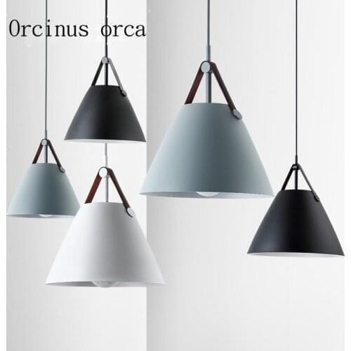 Nordic modern simple color single head chandelier restaurant room bedroom modern personality creativity LED iron pendant lamp