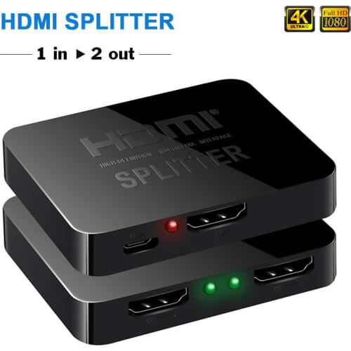 HDMI Splitter 1 In 2 Out, 4K Full HD 1080P 3D HDMI Switch Switcher 1X2 Split Amplifier for Dual Monitors for HDTV DVD PS3 Xbox