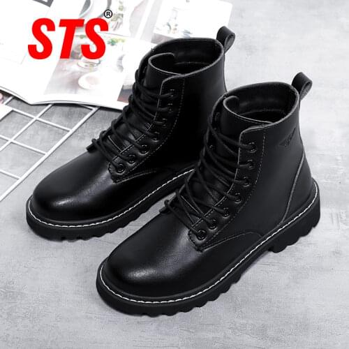 STS 2020 Boots Women Genuine Leather Shoes Winter Boots Shoes Women Casual Femmes Autumn Boots Mujer Female Ankle Winter Boots