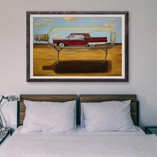 T187 Retro Racing Car Classic Painting The car in the bottle 5 Custom Silk Poster Home Deco Wall Art Christmas Gift