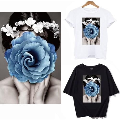 DIY Patch Girl Kiss Flower Iron-on Patches For Clothing Children T-shirt Jacket Hoodie A-level Thermal Transfer Stickers