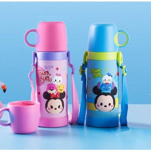 Disney Thermos Bottle Anime Water Bottle Stainless Steel Vacuum Flasks 12-24 Hours Gift Cups Give Straps Cute Water Bottle