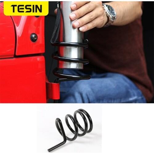 TESIN Metal Car Side Door Water Cup Holder for Jeep Wrangler JK JL 2007-2018 Door Stand Drinks Holder Car Accessories Styling
