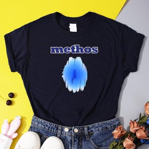 Methos Funny Graphic Print Womens T-Shirts 2021 Summer Cotton Comfy Tops Cartoon Hip Hop T Shirt Urban Vogue Trend Tee Shirts