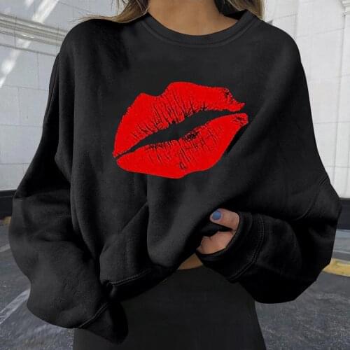 Plus Size Hoodie Sweatshirt Women Casual Solid Round Neck Printed Pullover Sweatshirt