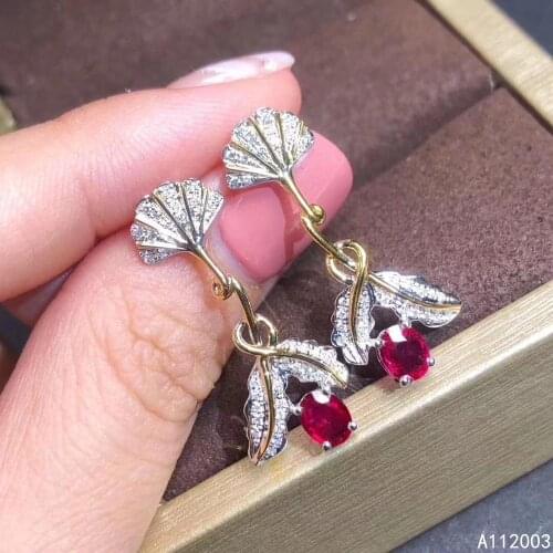 KJJEAXCMY Fine Jewelry 925 Sterling Silver Inlaid Natural Ruby Female New Earrings Ear Studs Luxury Support Test