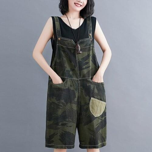 #1581 Camouflage Playsuits Women Sleeveless High Waisted Short Jumpsuit Women Rompers Summer Spaghetti Strap Jumpsuits Shorts