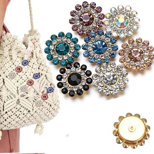 10PCS 16MM Rhinestone Snowflake Cabochon Vintage Buttons Clothing Flatback Plating Pearl Buckle DIY Craft Apparel Sewing Tools